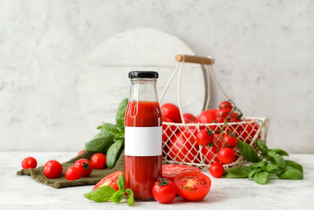 sticla cu suc de rosii