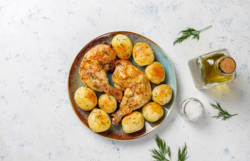 cartofi si pulpe de pui la cuptor