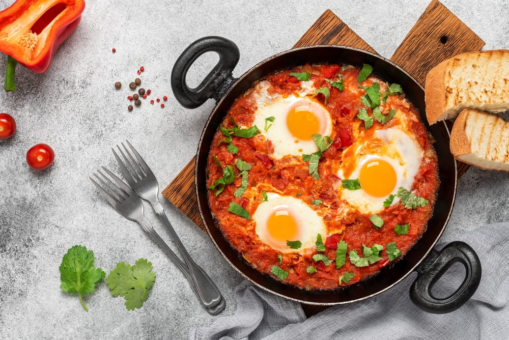 Oul in reteta de shakshuka